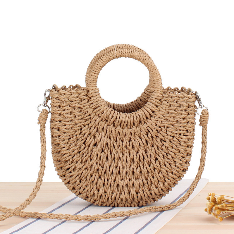 Womens Straw Beach Bag Woven Crossbody Shoulder Bags Top Handle Satchel Handbag Purse for Summer