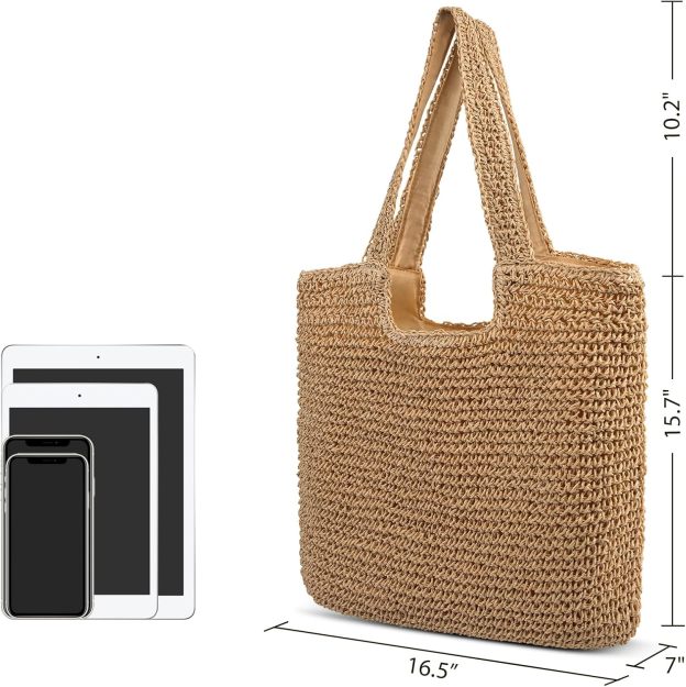 Large Beach Bag Woven Straw Tote Bags Shopping Travel Bag for Women