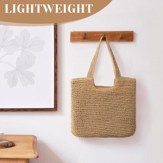 Large Beach Bag Woven Straw Tote Bags Shopping Travel Bag for Women