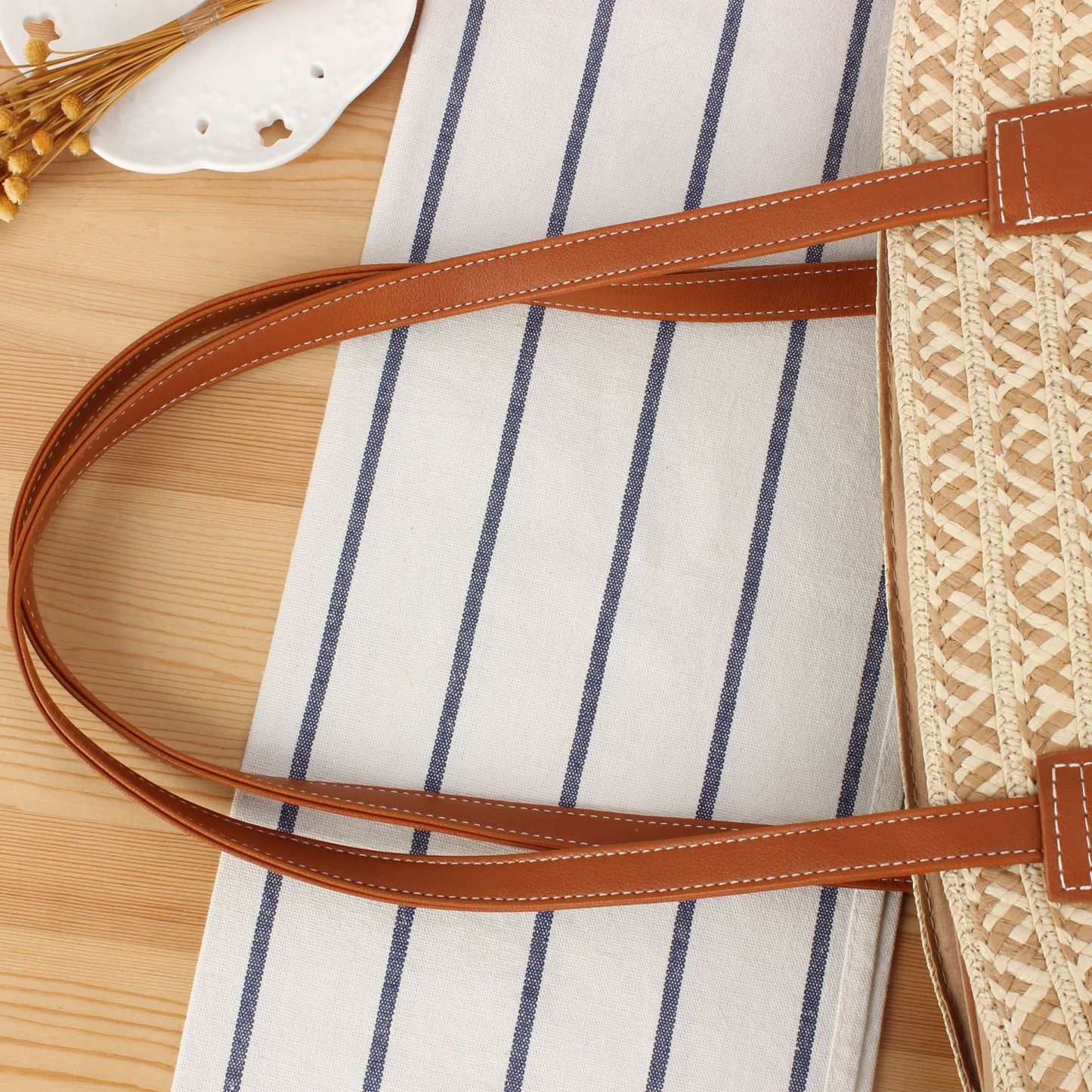 Handwoven Straw Tote Bag for Women – Summer Beach Shoulder Bag