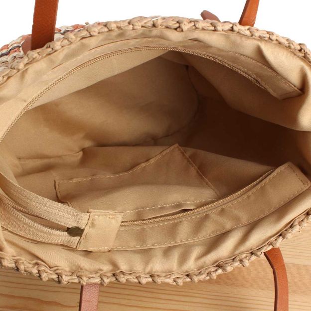 Handwoven Straw Tote Bag with Leather Handles