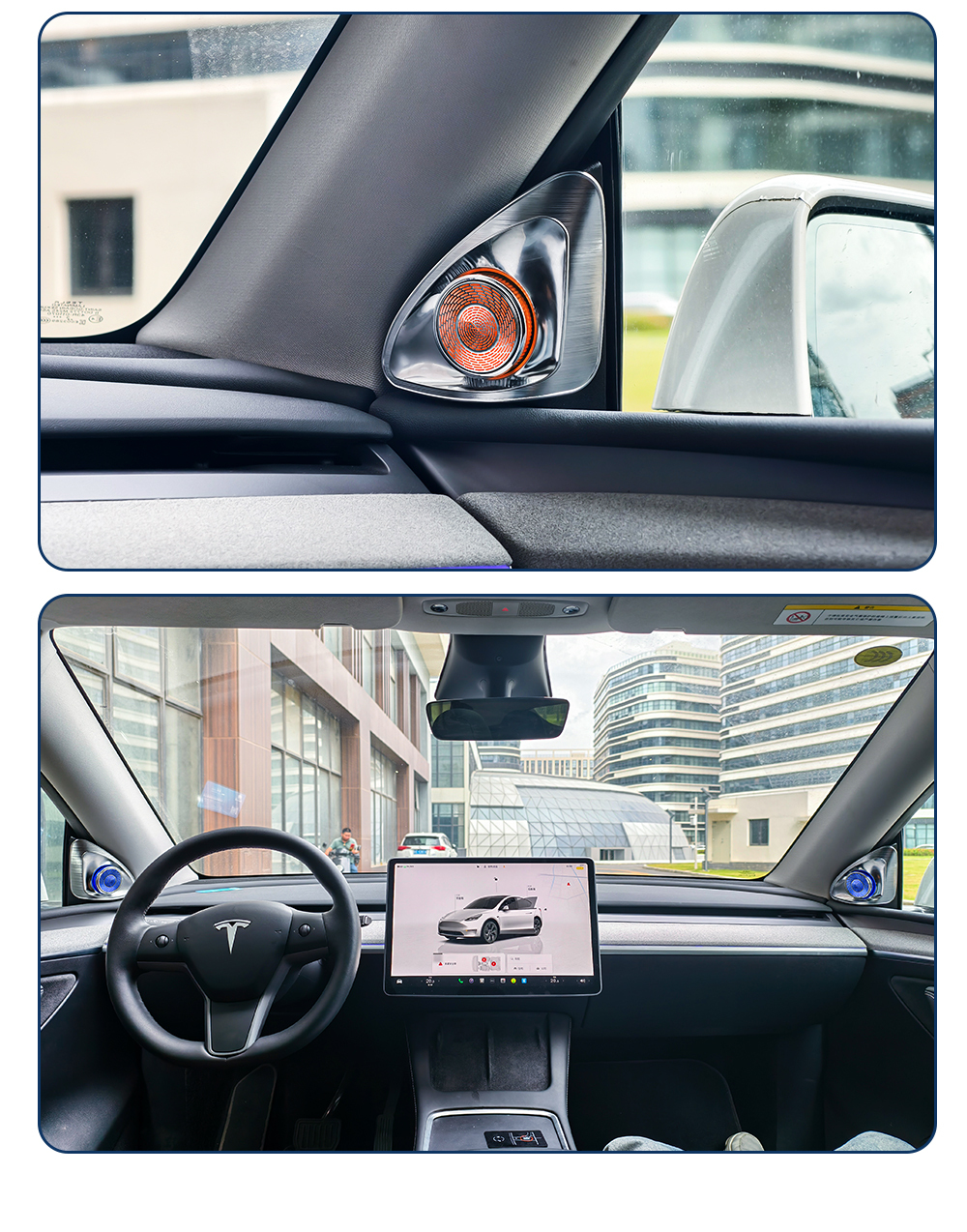 2025 New Model! Compatible with Tesla Y/3  4D Rotating Perpetual Motion LED Ambient Sound Device Debut