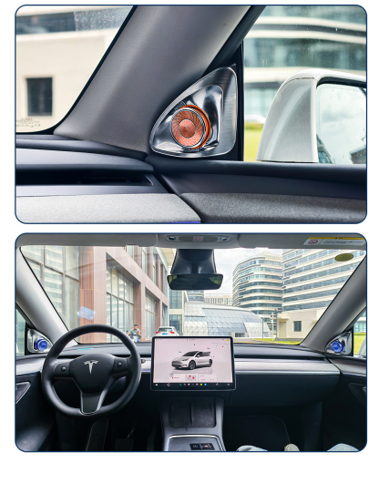 2025 New Model! Compatible with Tesla Y/3  4D Rotating Perpetual Motion LED Ambient Sound Device Debut