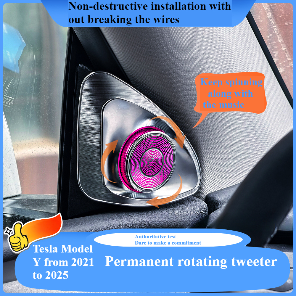 2025 New Model! Compatible with Tesla Y/3  4D Rotating Perpetual Motion LED Ambient Sound Device Debut