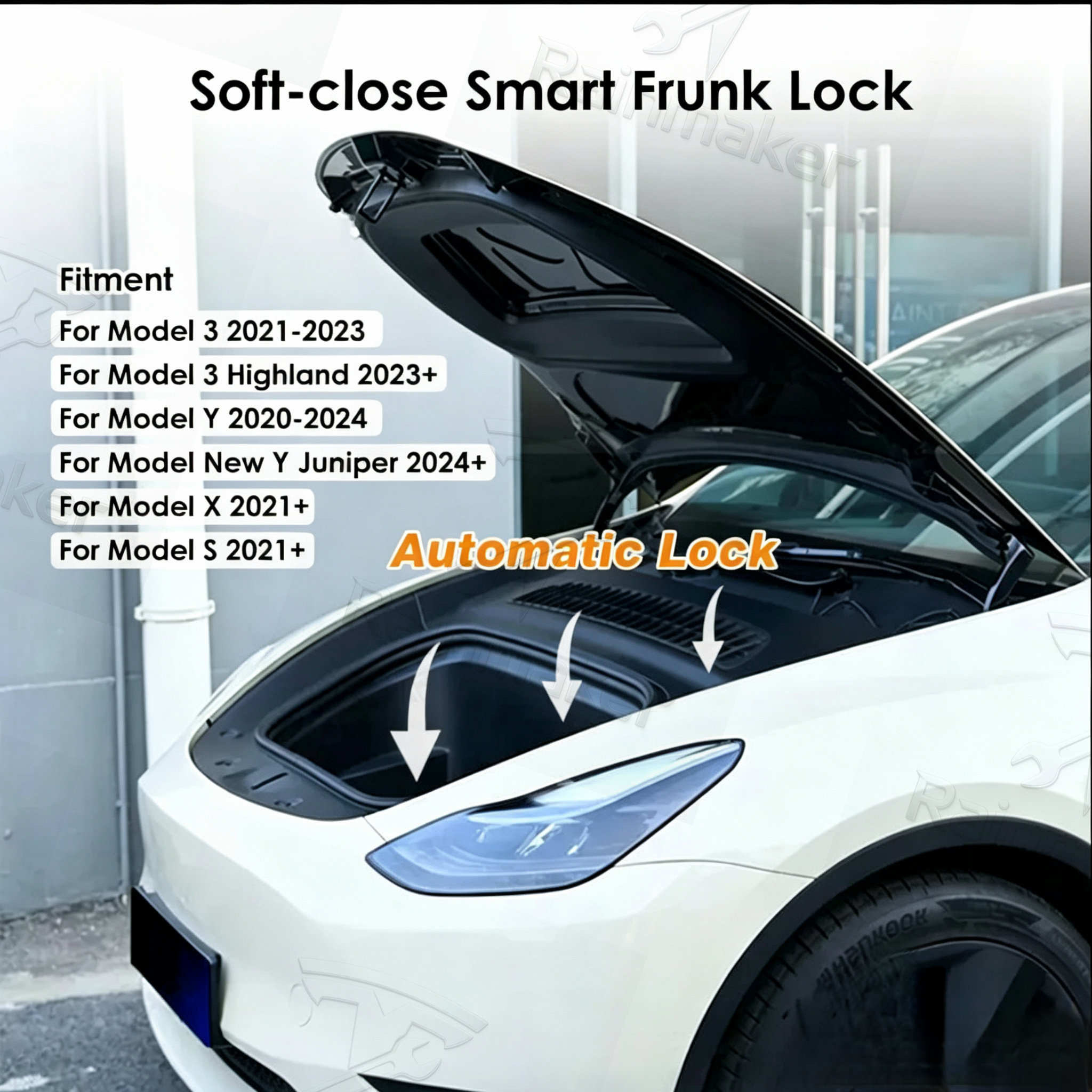 Front Trunk Electric Suction Lock for Tesla Frunk Soft Closing Model Y / Y Juniper / X / S/ 3 Highland Frunk Auto Closer