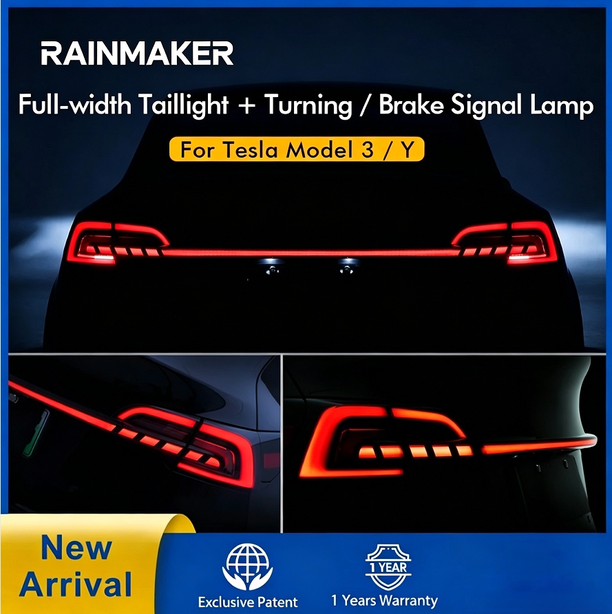 RAINMAKER for Model Y 3 Full Width Taillight Model-S-Style Rear LED Lamp Brake Light Turning Signal For Tesla 3 Y OEM Tail Light