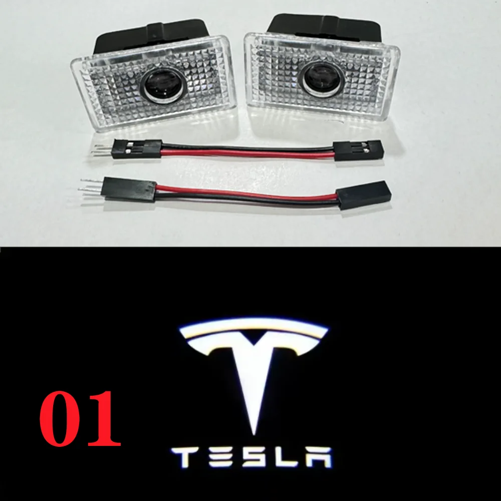 2pcsFor Tesla Model Y 2025 Juniper Door Lights HD Projector Puddle Lights Model 3 Highland LED Laser Ghost Shadow Welcome Lights