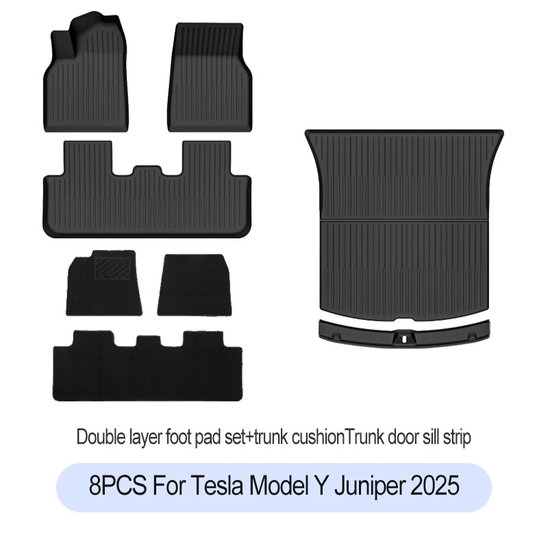 For Tesla New Model Y Juniper Premium/Performance 2025+ TPE Floor Mats Luggage Mat Wear-resistant Foot Pads ModelY Trunk Mats