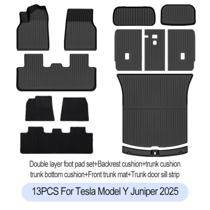 For Tesla New Model Y Juniper Premium/Performance 2025+ TPE Floor Mats Luggage Mat Wear-resistant Foot Pads ModelY Trunk Mats