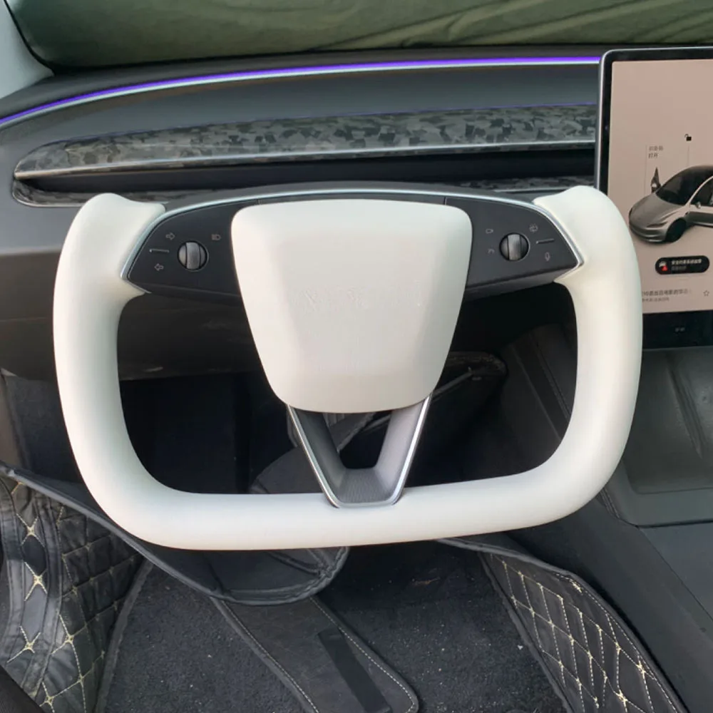 Yoke Handle with Heating Steering Wheel For Tesla Model 3 Highland 2024 2025 Personalized Racing Leather Customized Accessories