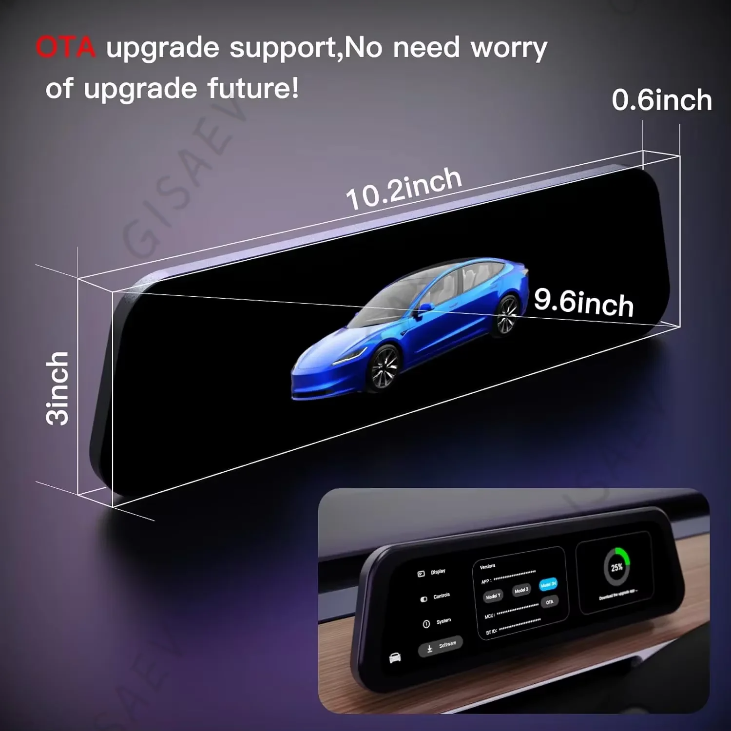 2025 GISAEV New Futhope Physical Control Multi-function Button For Tesla model 3 model Y highland 2021-2024 Rotating LCD Display