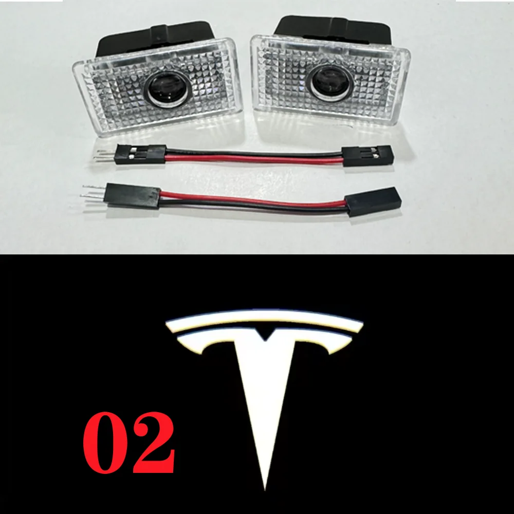 2pcsFor Tesla Model Y 2025 Juniper Door Lights HD Projector Puddle Lights Model 3 Highland LED Laser Ghost Shadow Welcome Lights
