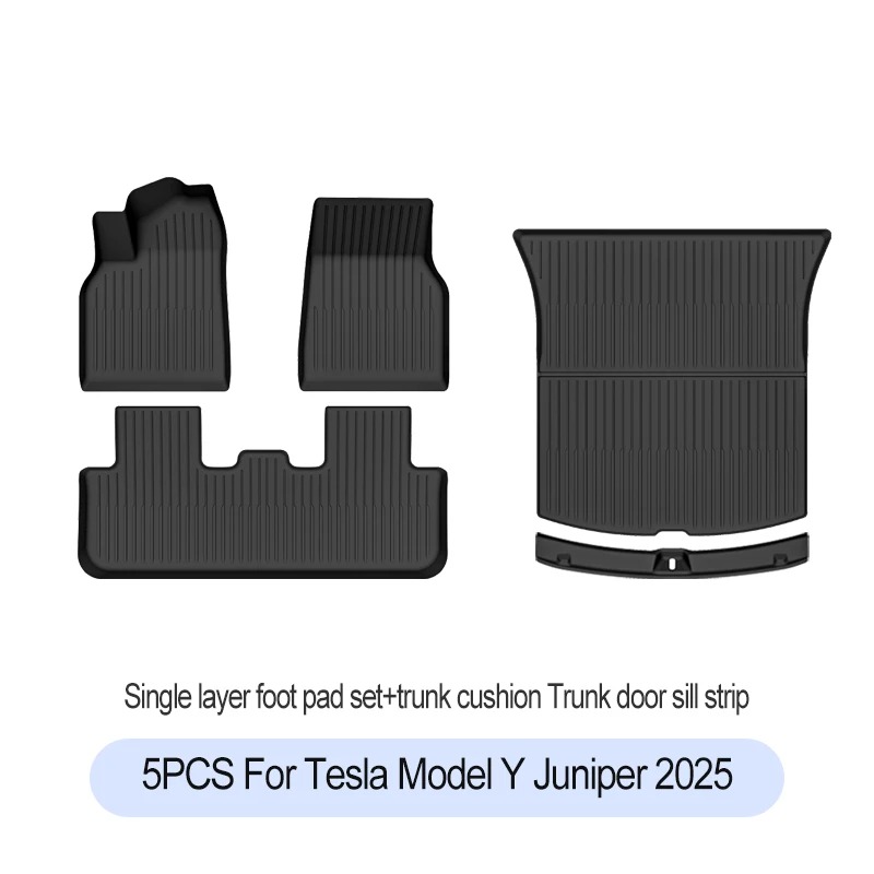 For Tesla New Model Y Juniper Premium/Performance 2025+ TPE Floor Mats Luggage Mat Wear-resistant Foot Pads ModelY Trunk Mats