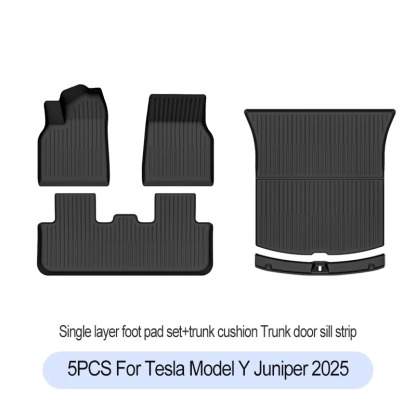 For Tesla New Model Y Juniper Premium/Performance 2025+ TPE Floor Mats Luggage Mat Wear-resistant Foot Pads ModelY Trunk Mats