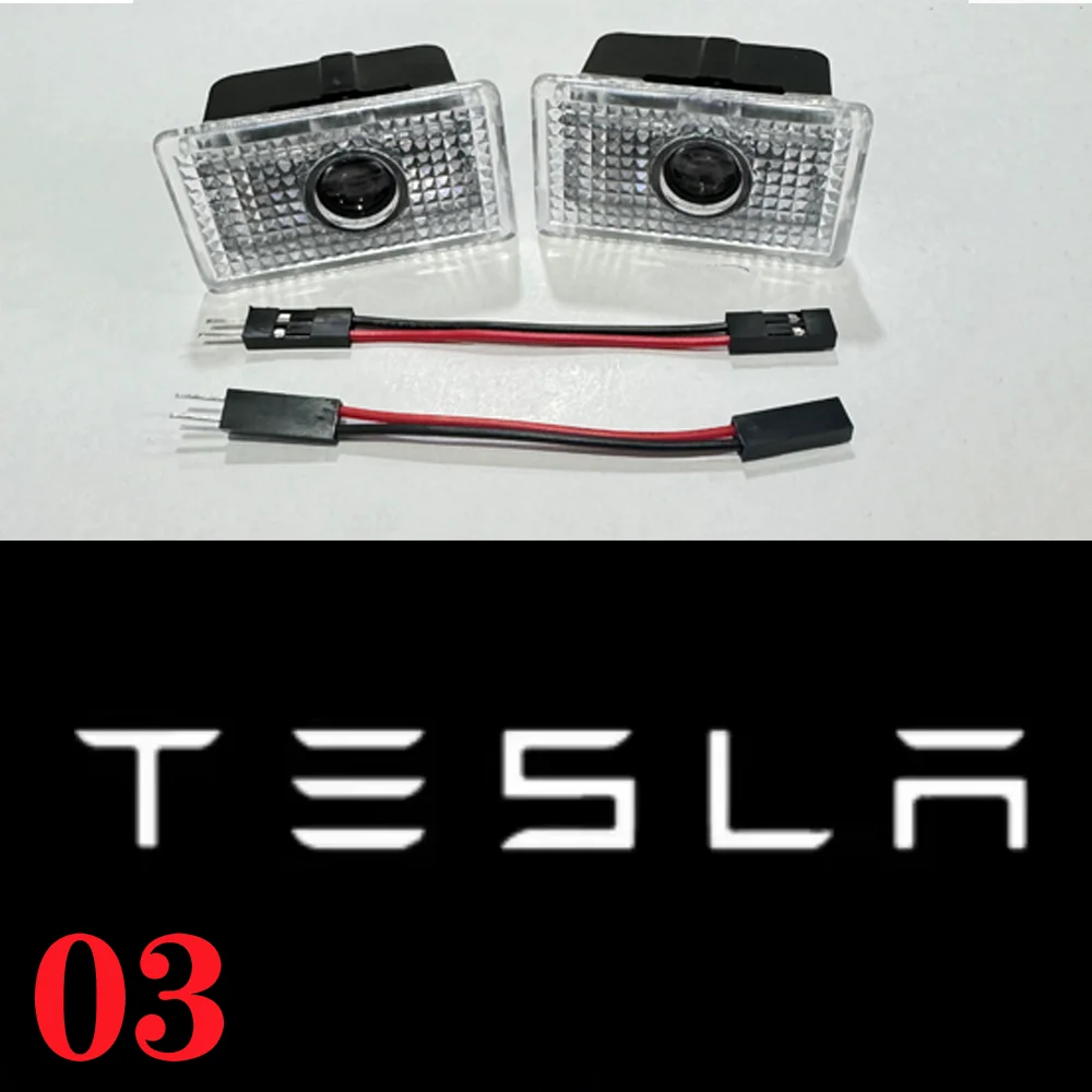 2pcsFor Tesla Model Y 2025 Juniper Door Lights HD Projector Puddle Lights Model 3 Highland LED Laser Ghost Shadow Welcome Lights
