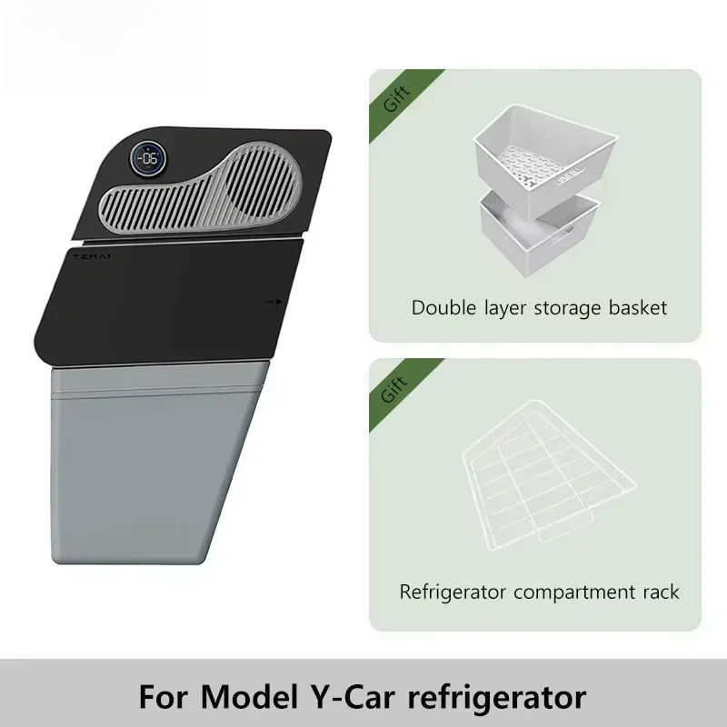 For Tesla Model Y 2021-2026 (Juniper)16L Compressor Fridge,Refrigerant & Bluetooth-Not for Berlin Factory Juniper 7-Seat Camping