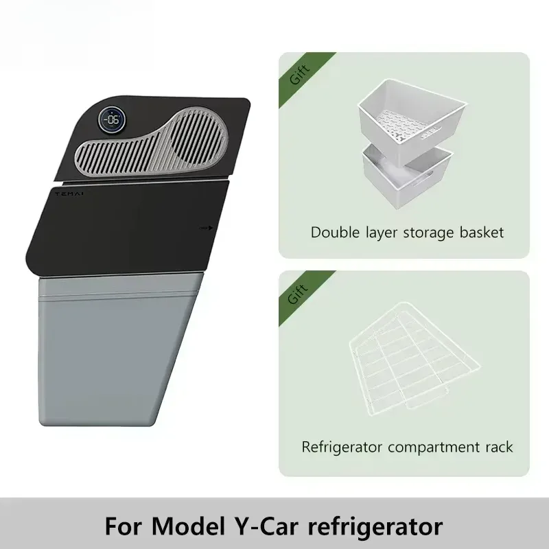 For Tesla Model Y 2021-2026 (Juniper)16L Compressor Fridge,Refrigerant & Bluetooth-Not for Berlin Factory Juniper 7-Seat Camping