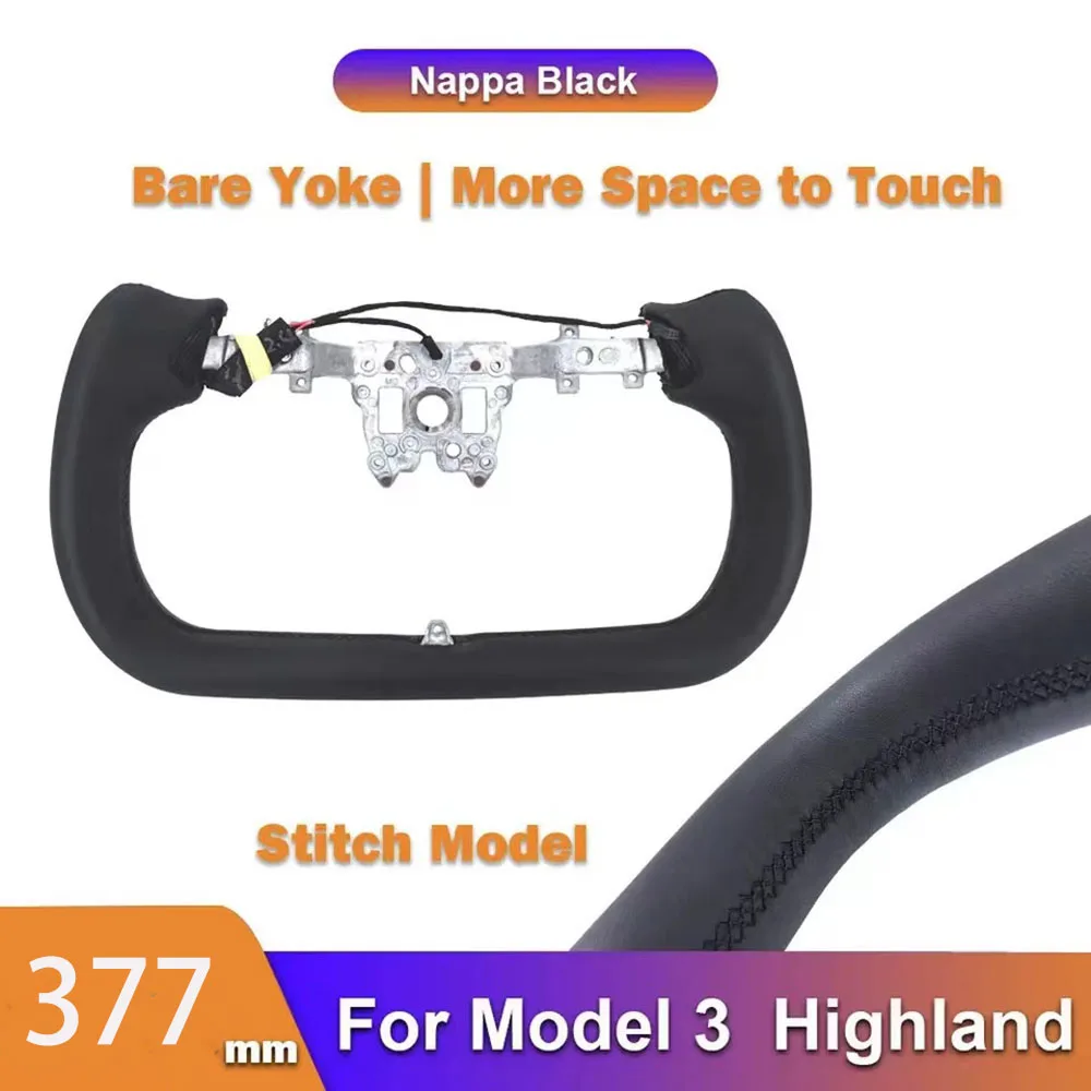 Yoke Handle with Heating Steering Wheel For Tesla Model 3 Highland 2024 2025 Personalized Racing Leather Customized Accessories
