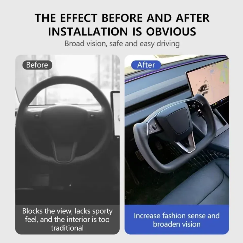Yoke Handle with Heating Steering Wheel For Tesla Model 3 Highland 2024 2025 Personalized Racing Leather Customized Accessories