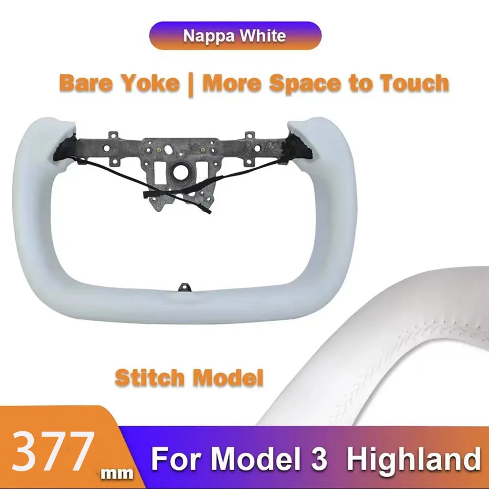 Yoke Handle with Heating Steering Wheel For Tesla Model 3 Highland 2024 2025 Personalized Racing Leather Customized Accessories