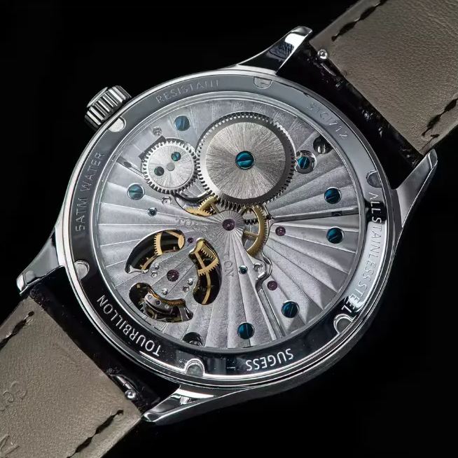 Mechanical retro hollowed out men's watch elegant crocodile leather