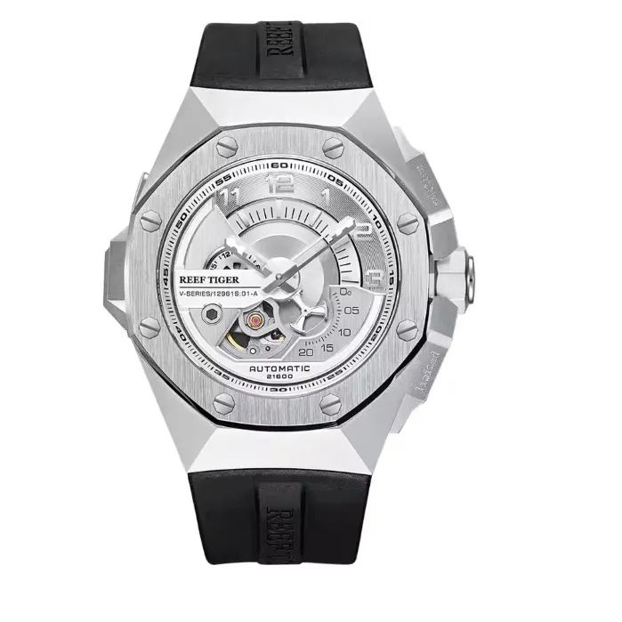 All black automatic mechanical sports watch waterproof Relogio Masculino RGA92s7