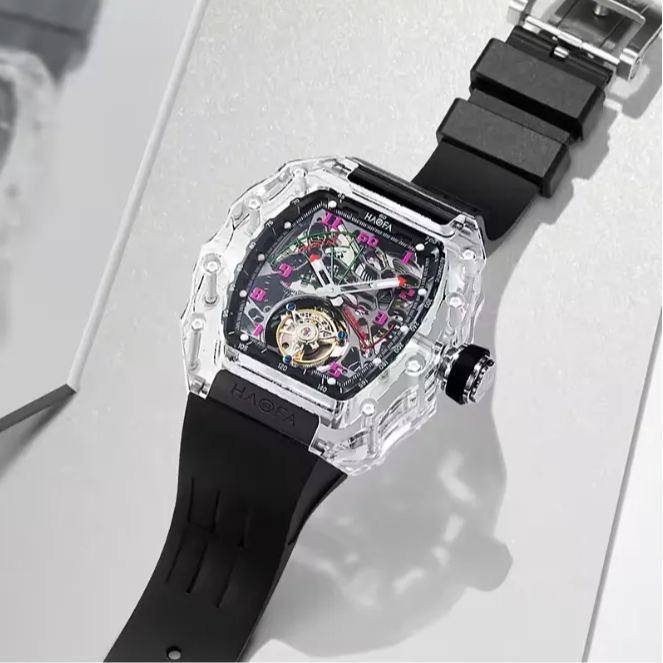 Crystal men's watch luxury transparent hollow waterproof luminous automatic mechanical watch 2210