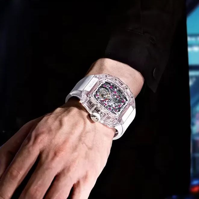 Crystal men's watch luxury transparent hollow waterproof luminous automatic mechanical watch 2210