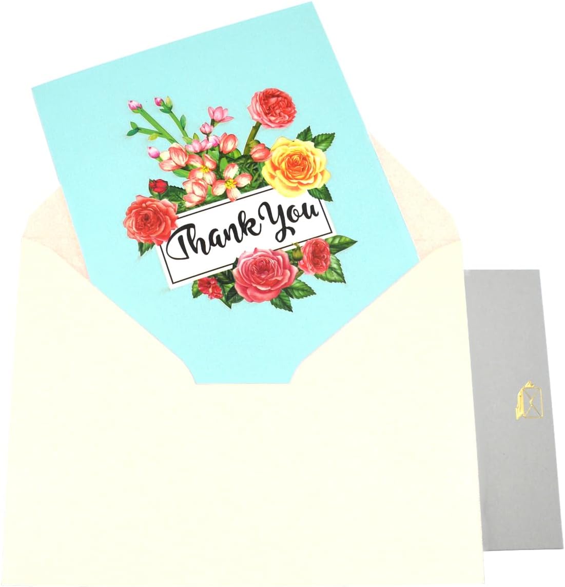 3D Pop Up Thank You Card, Flowers Thank You Card for Teacher Friends Colleagues Mum Grandma Sister