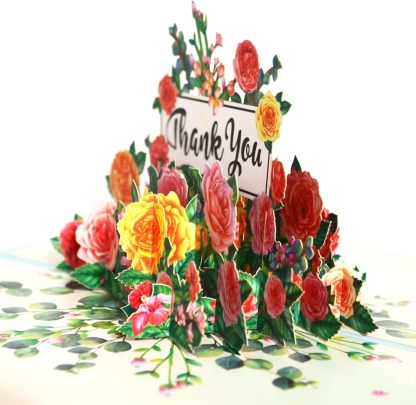 3D Pop Up Thank You Card, Flowers Thank You Card for Teacher Friends Colleagues Mum Grandma Sister