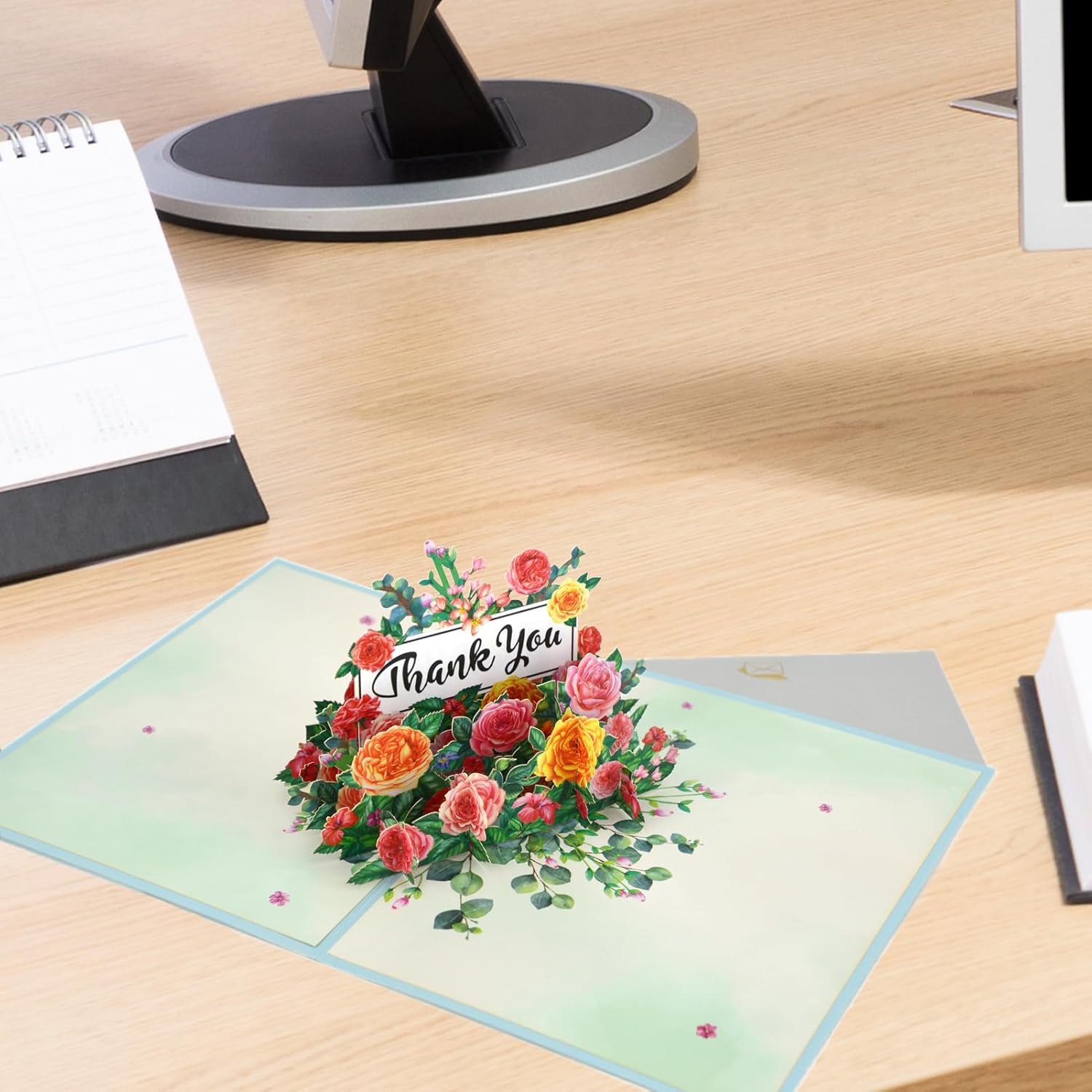 3D Pop Up Thank You Card, Flowers Thank You Card for Teacher Friends Colleagues Mum Grandma Sister