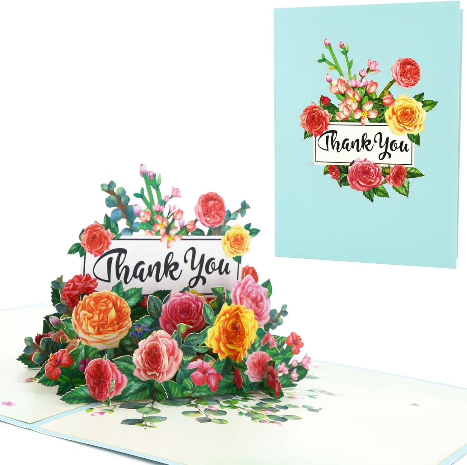 3D Pop Up Thank You Card, Flowers Thank You Card for Teacher Friends Colleagues Mum Grandma Sister