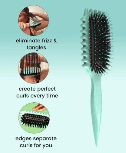 Cepillo para definir y peinar rizos con puntas para desenredar, dar forma y definir el cabello rizado para mujeres, reduce los tirones y la separación de rizos (morado)