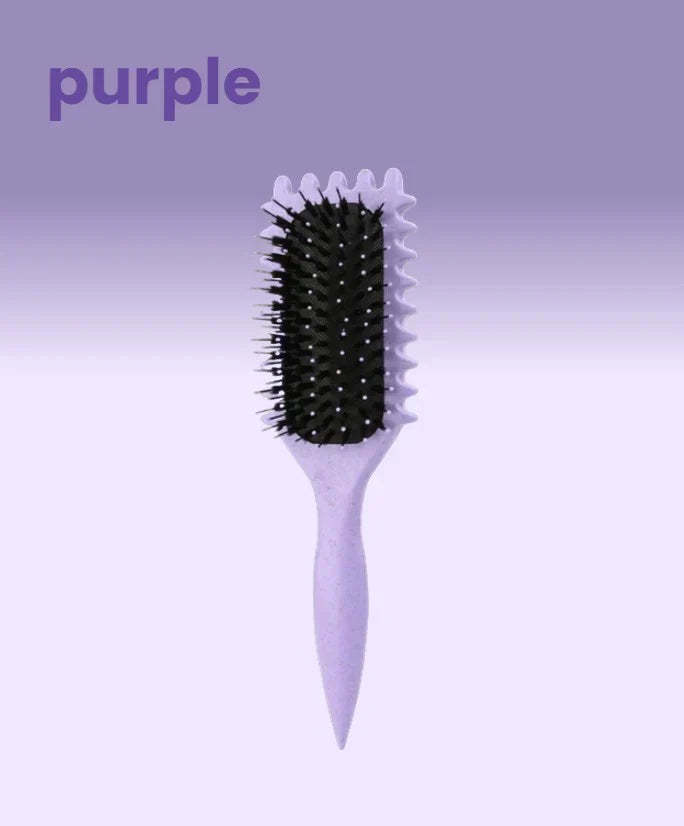 Cepillo para definir y peinar rizos con puntas para desenredar, dar forma y definir el cabello rizado para mujeres, reduce los tirones y la separación de rizos (morado)