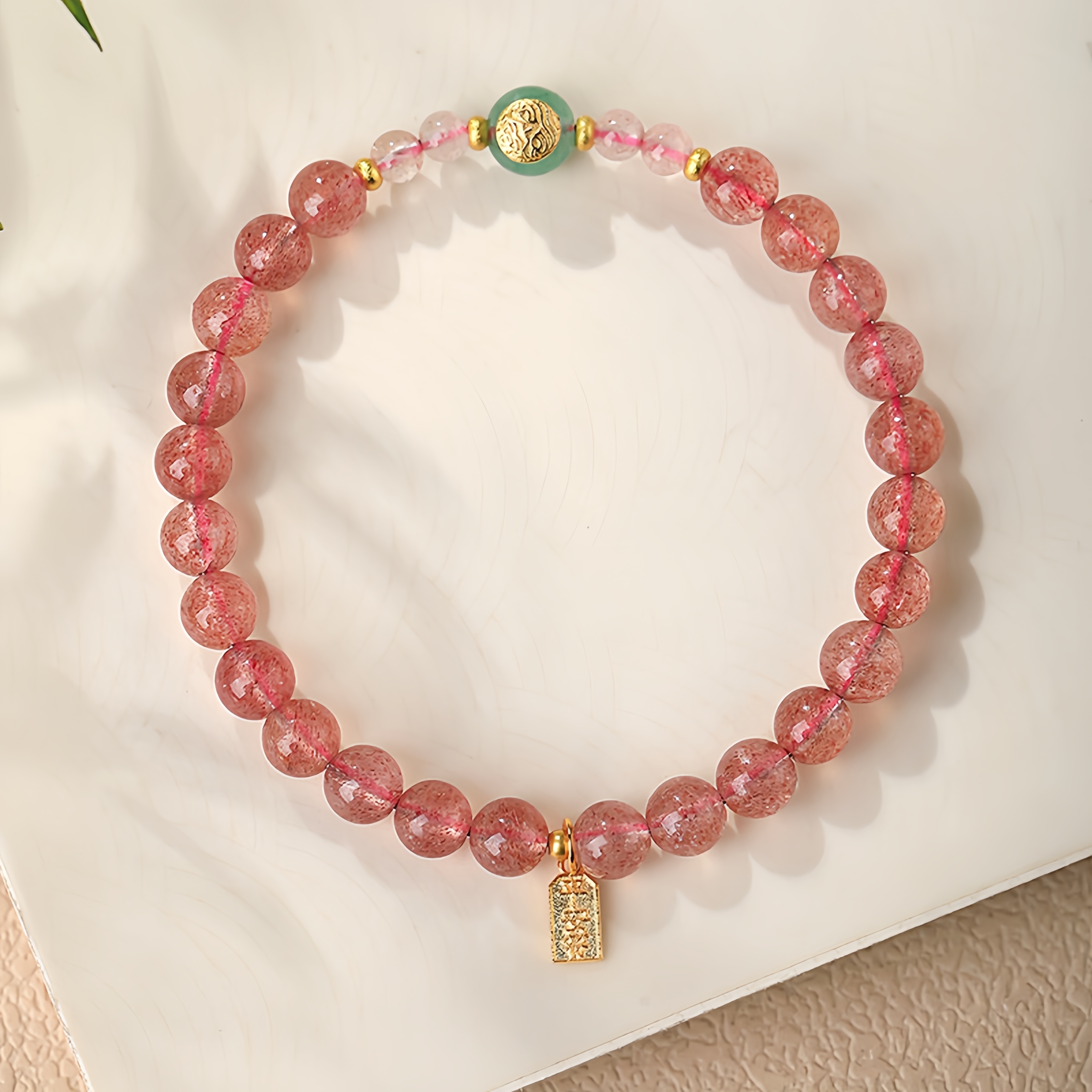 Strawberry Quartz Bracelet - Love Luck Bead Jewelry for Women