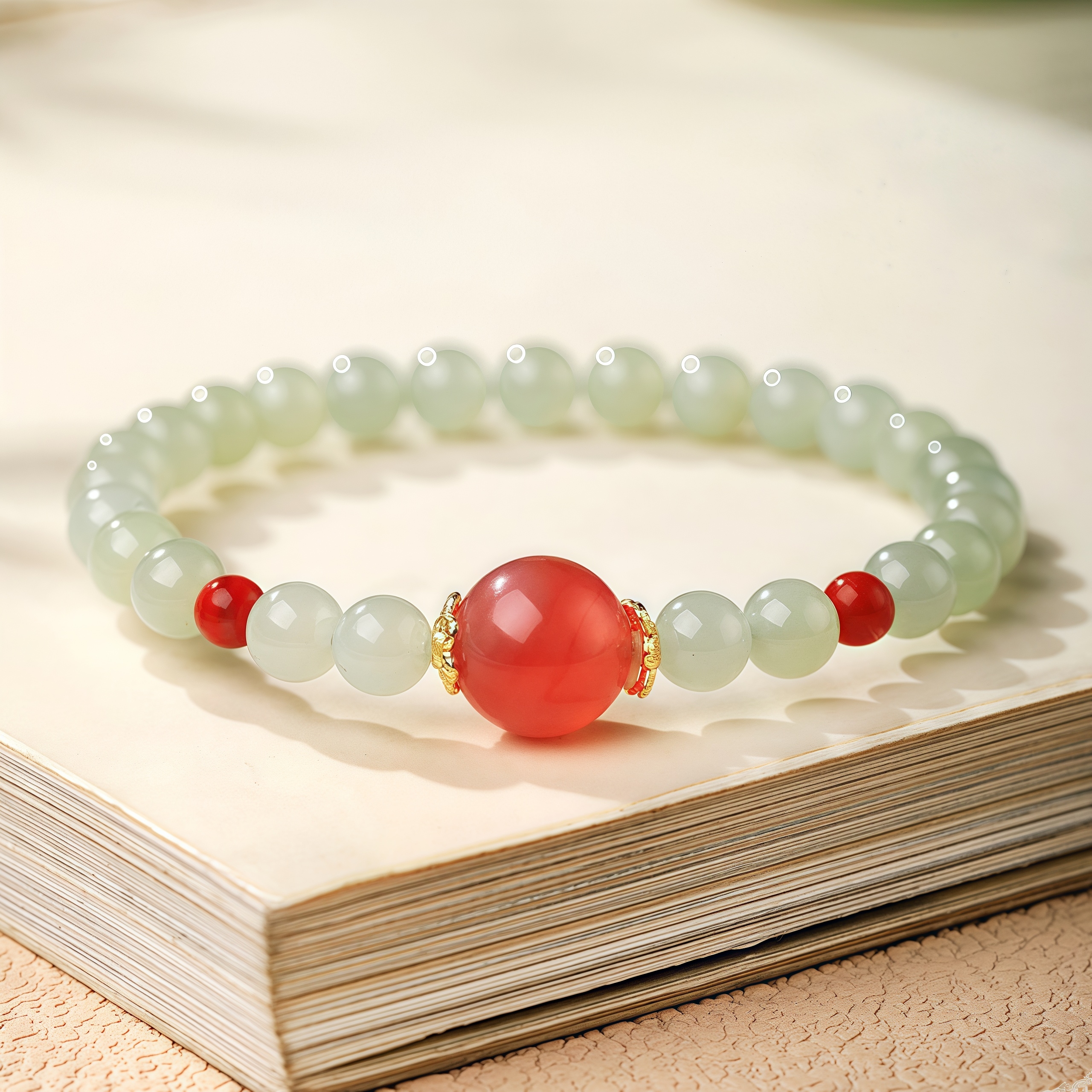 Hetian Jade & Agate Fortune Bead Bracelet