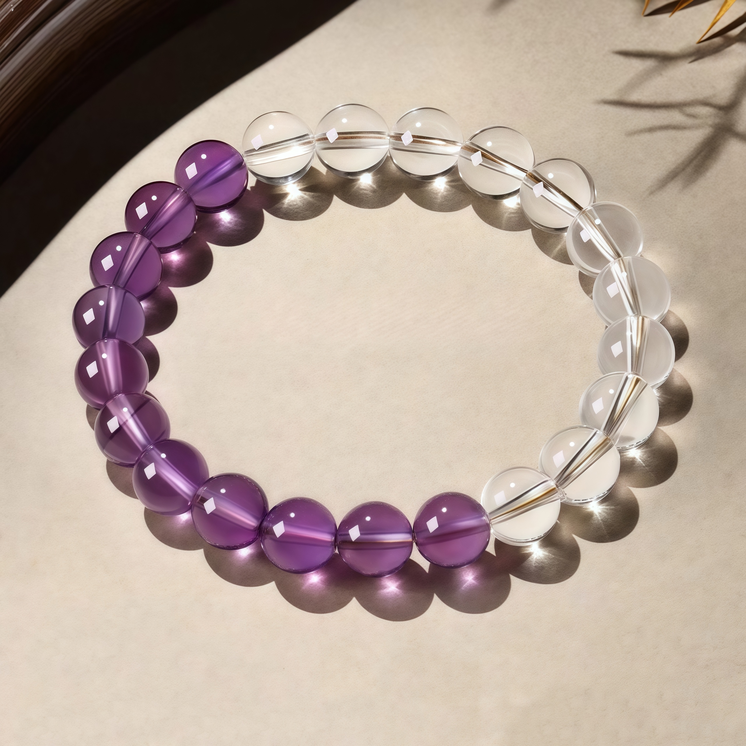 White Crystal & Amethyst Bracelet - Chakra Balance Spiritual Jewelry