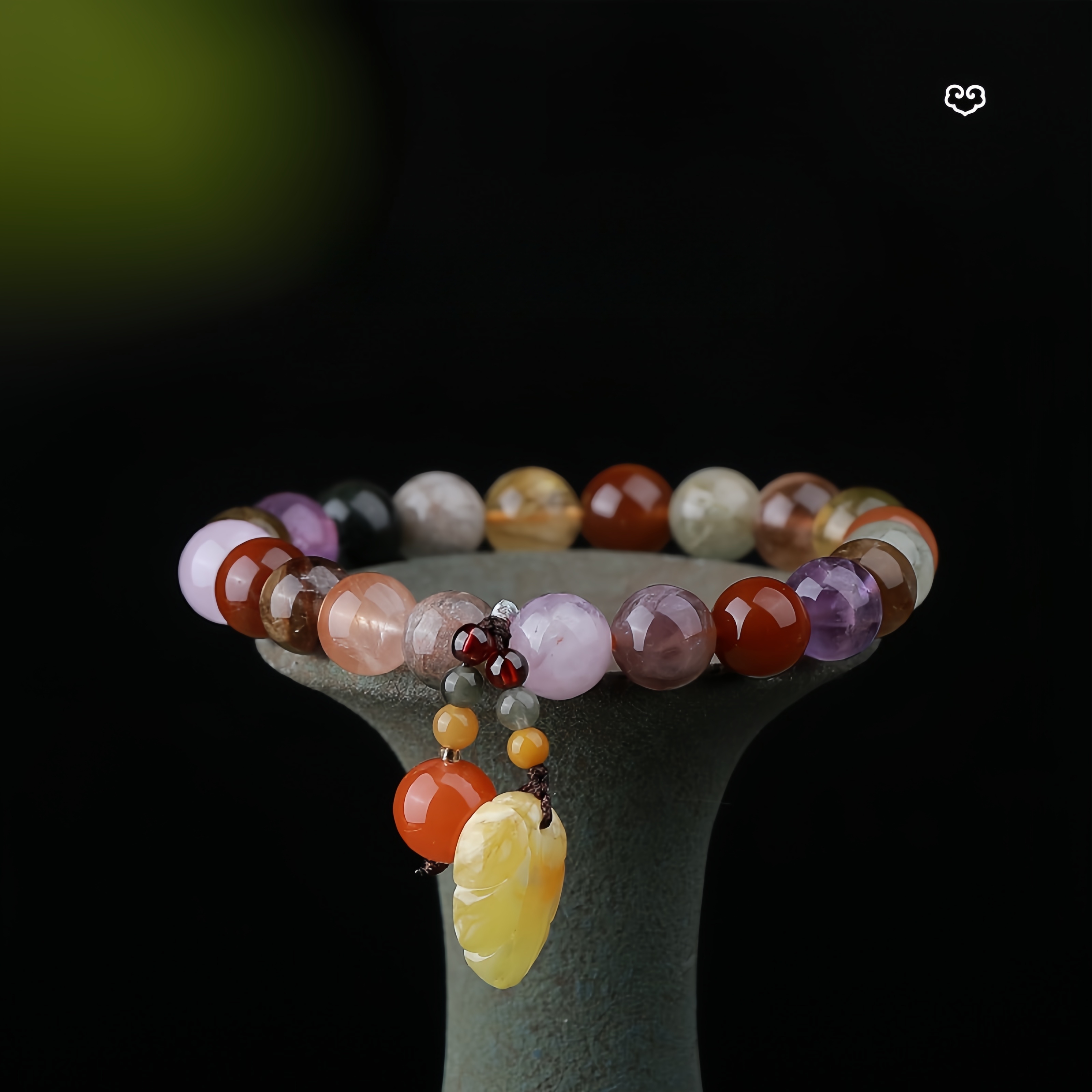 Rainbow Rutilated Quartz Bracelet - Multi-Colored Hair Crystal