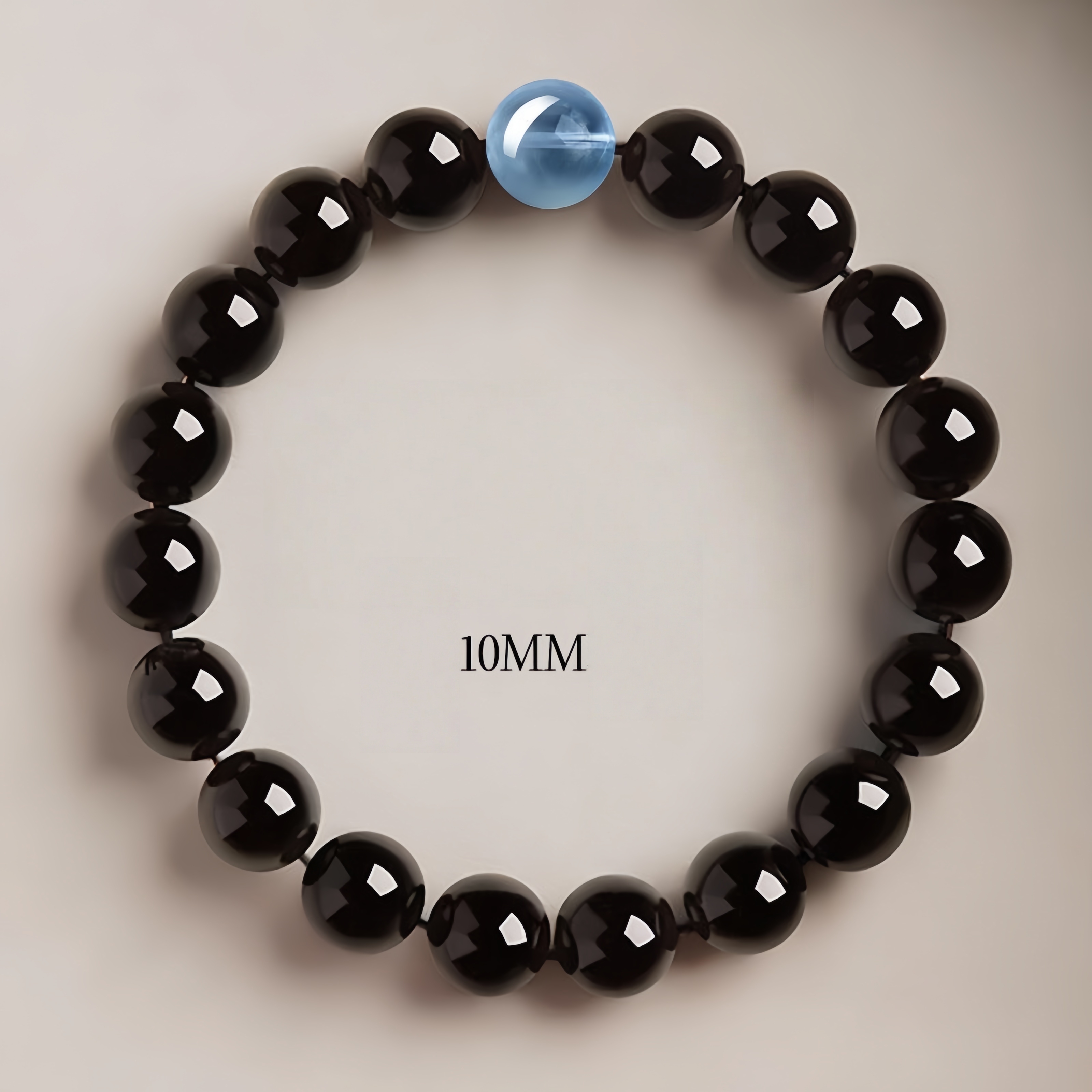 Black Obsidian & Aquamarine Bracelet - Energy Shield & Communication Jewelry