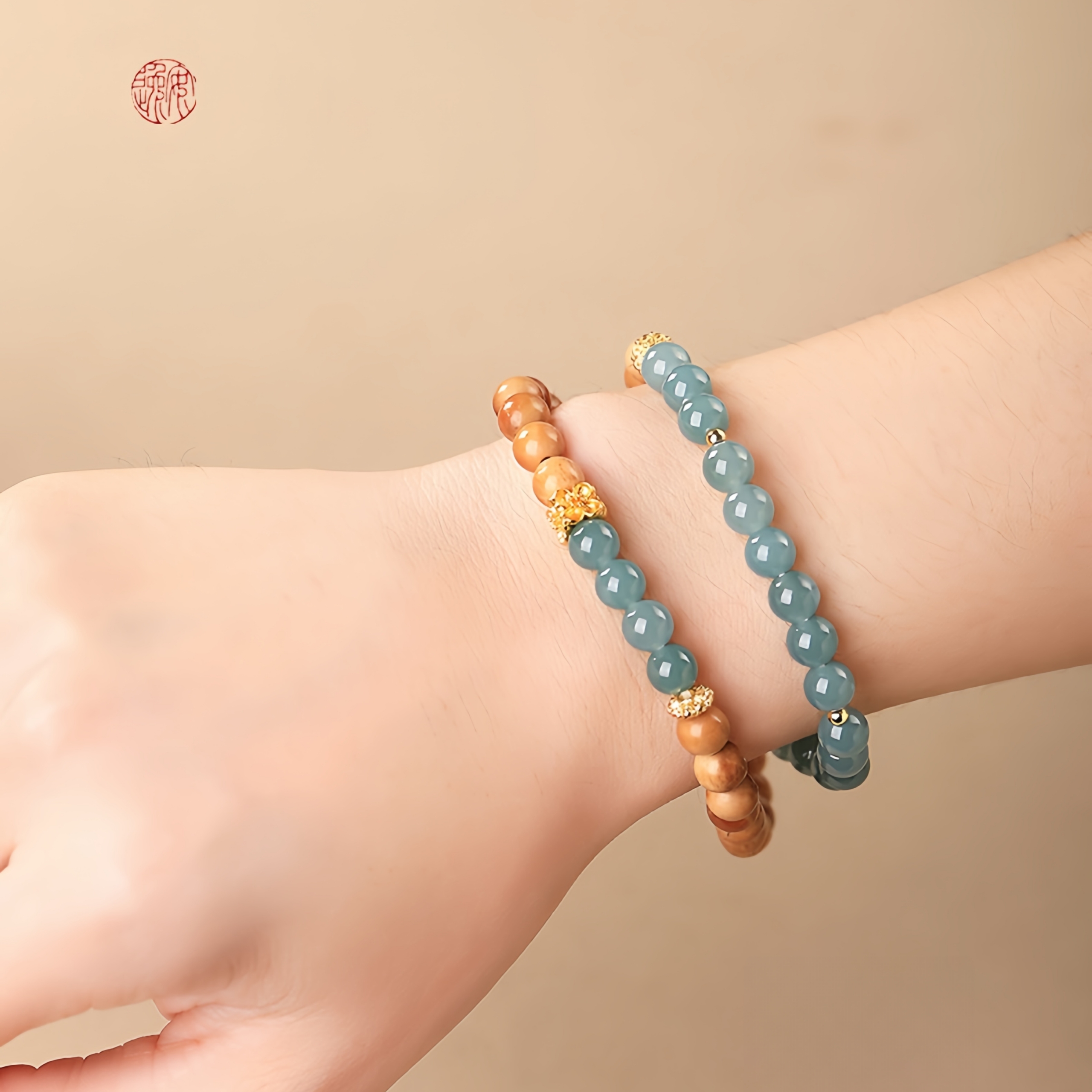 Natural Kuku Pearl & Aqua Jadeite Bracelet - Boho Luxe Dual-Layer Jewelry