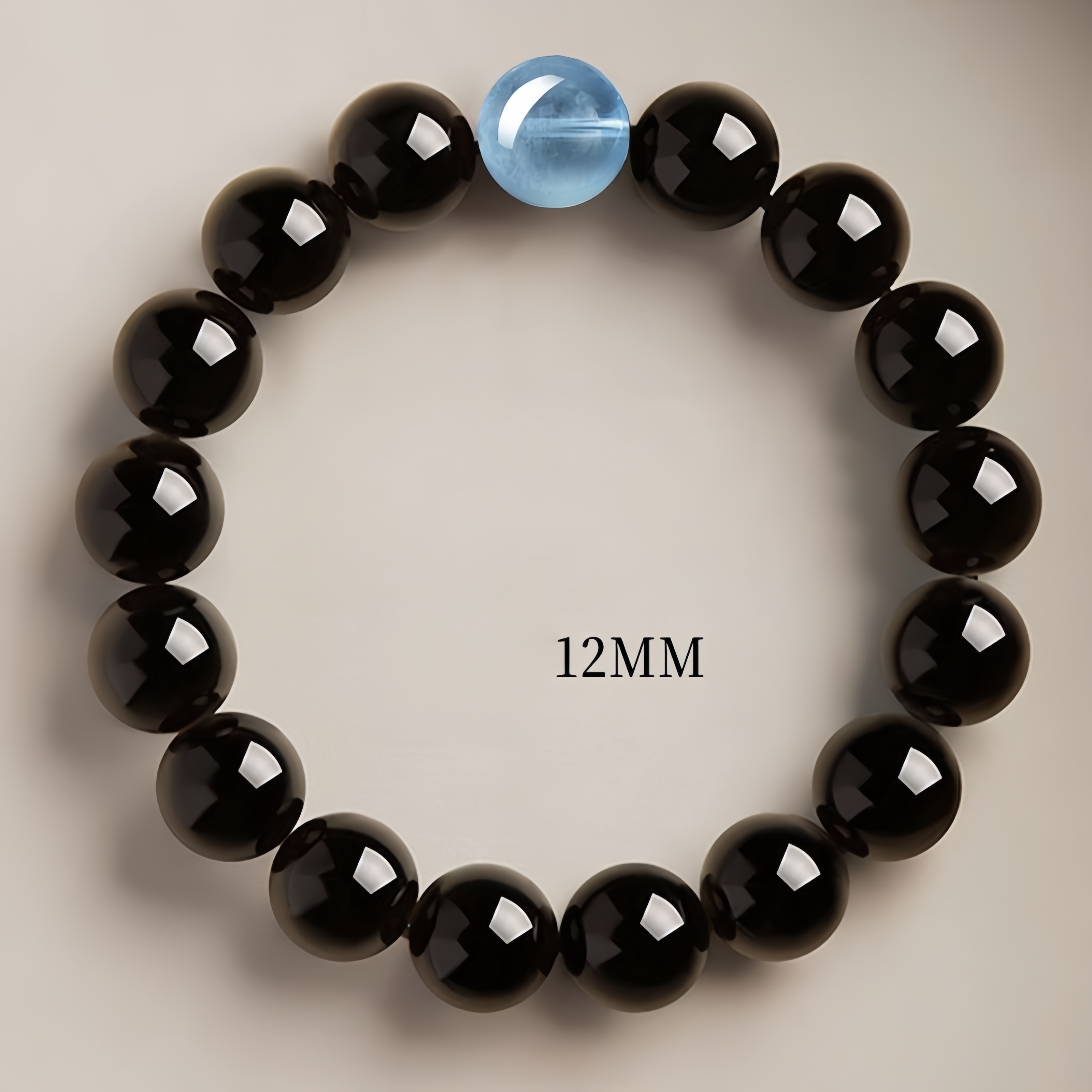 Black Obsidian & Aquamarine Bracelet - Energy Shield & Communication Jewelry