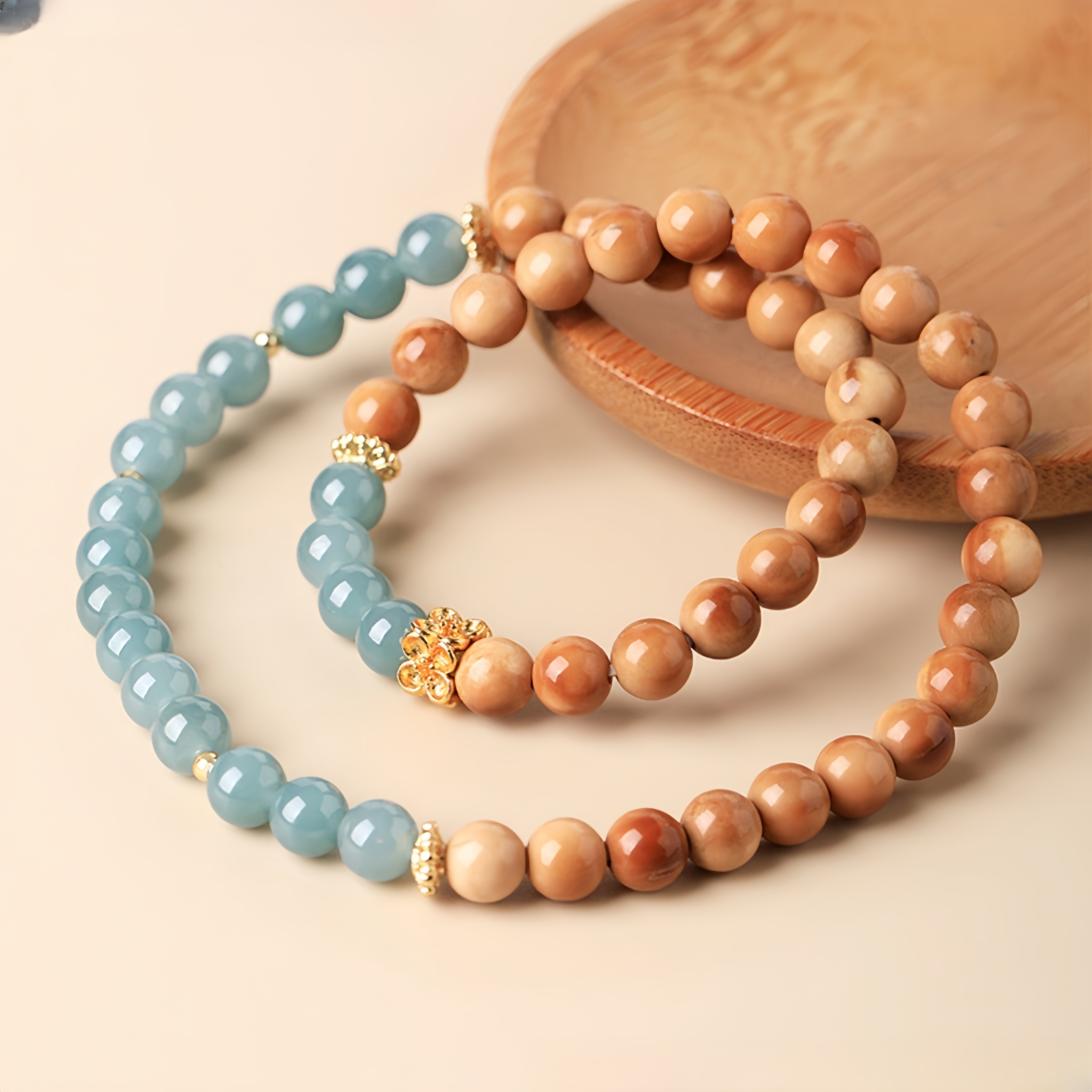 Natural Kuku Pearl & Aqua Jadeite Bracelet - Boho Luxe Dual-Layer Jewelry