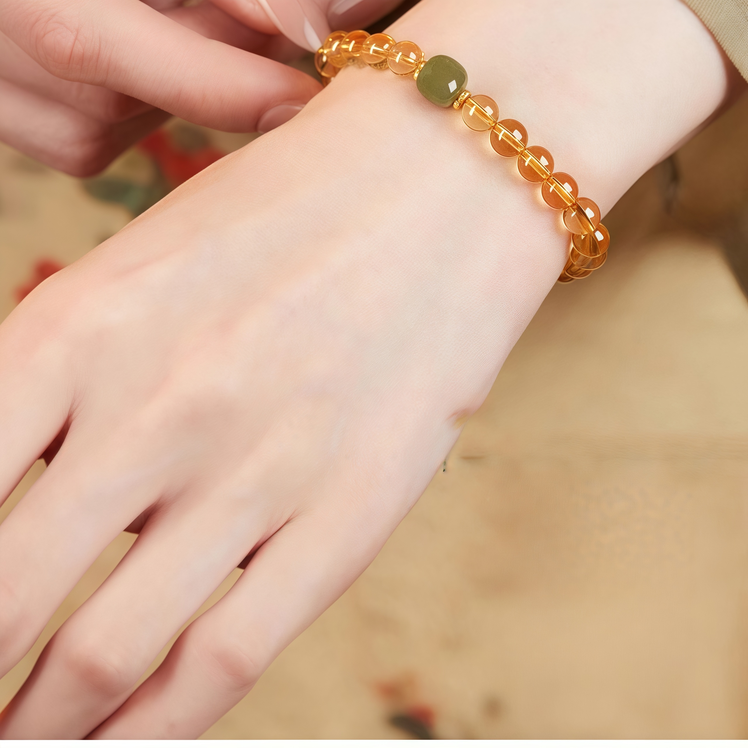 Citrine & Hetian Jade Fortune Bead Bracelet