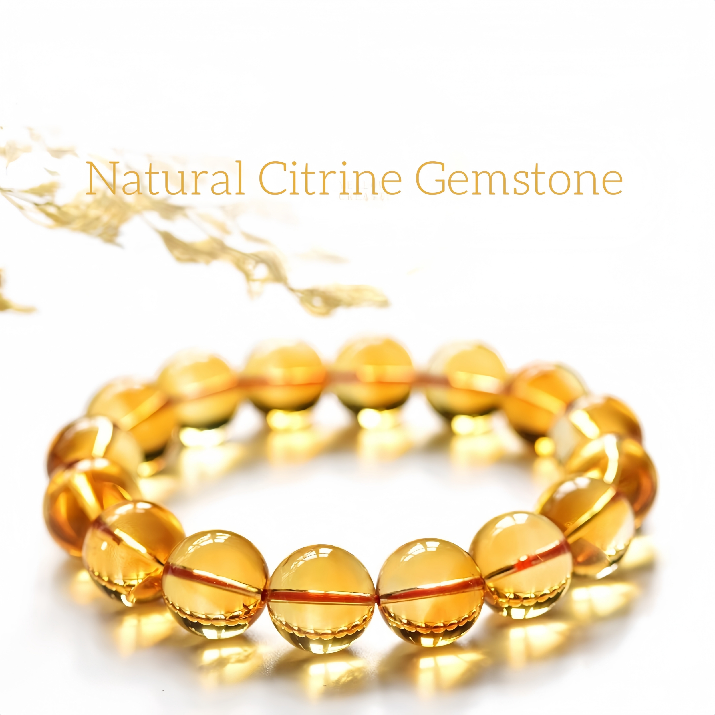 Natural Yellow Crystal Bracelet - Single Strand Citrine Jewelry for Wealth & Positive Energy