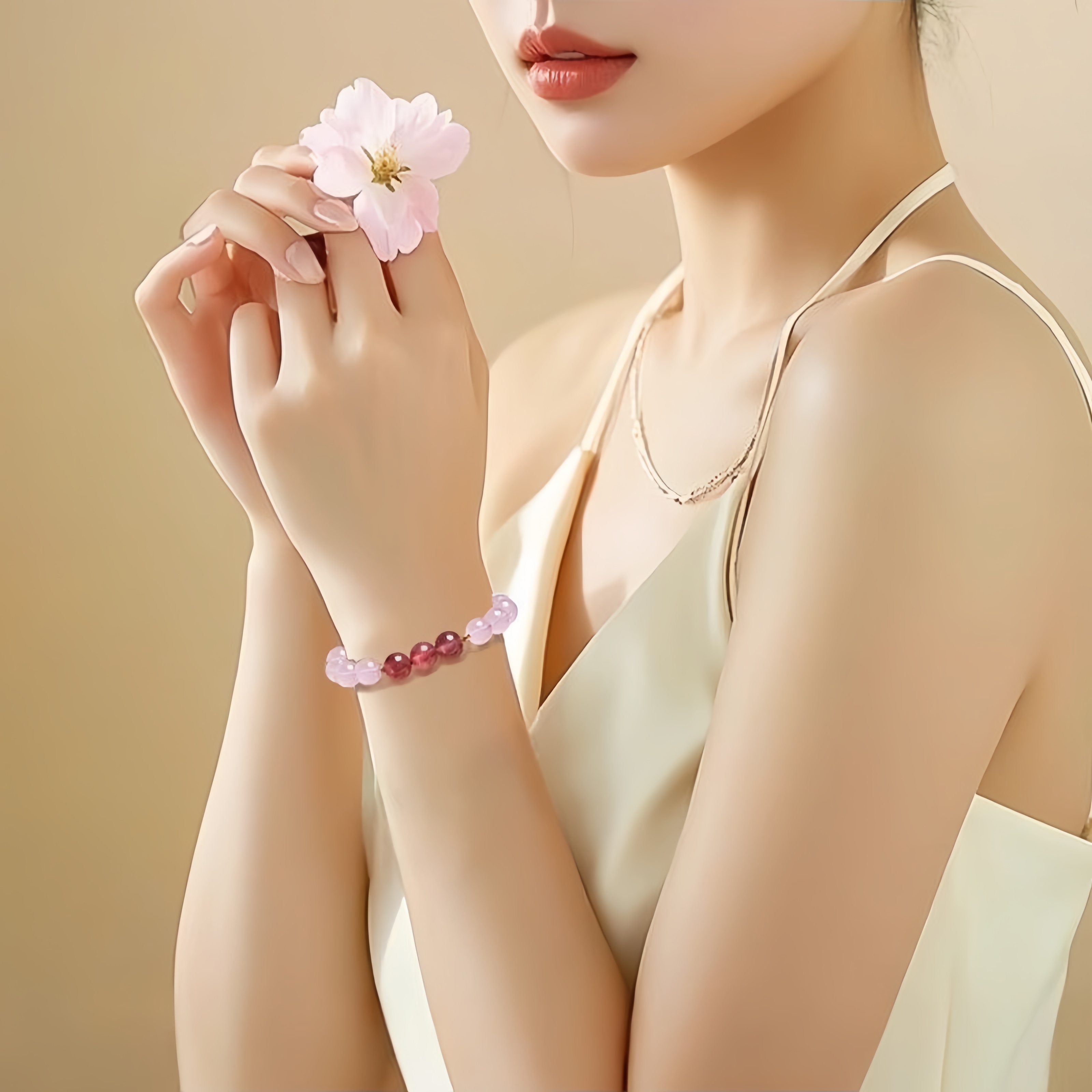 Pink Quartz & Strawberry Quartz Bracelet - Love Energy Jewelry for Women