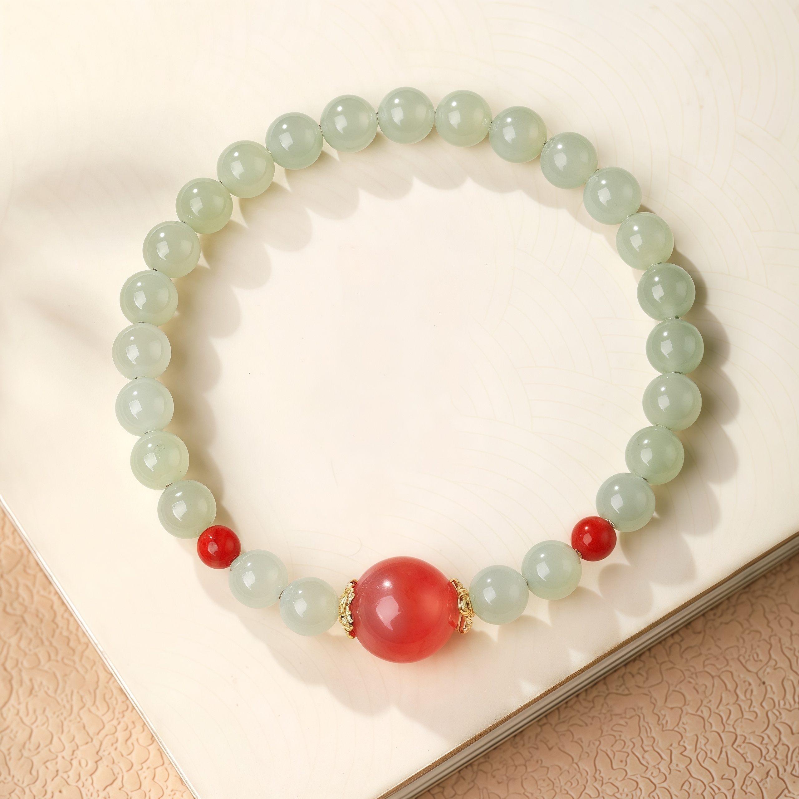 Hetian Jade & Agate Fortune Bead Bracelet