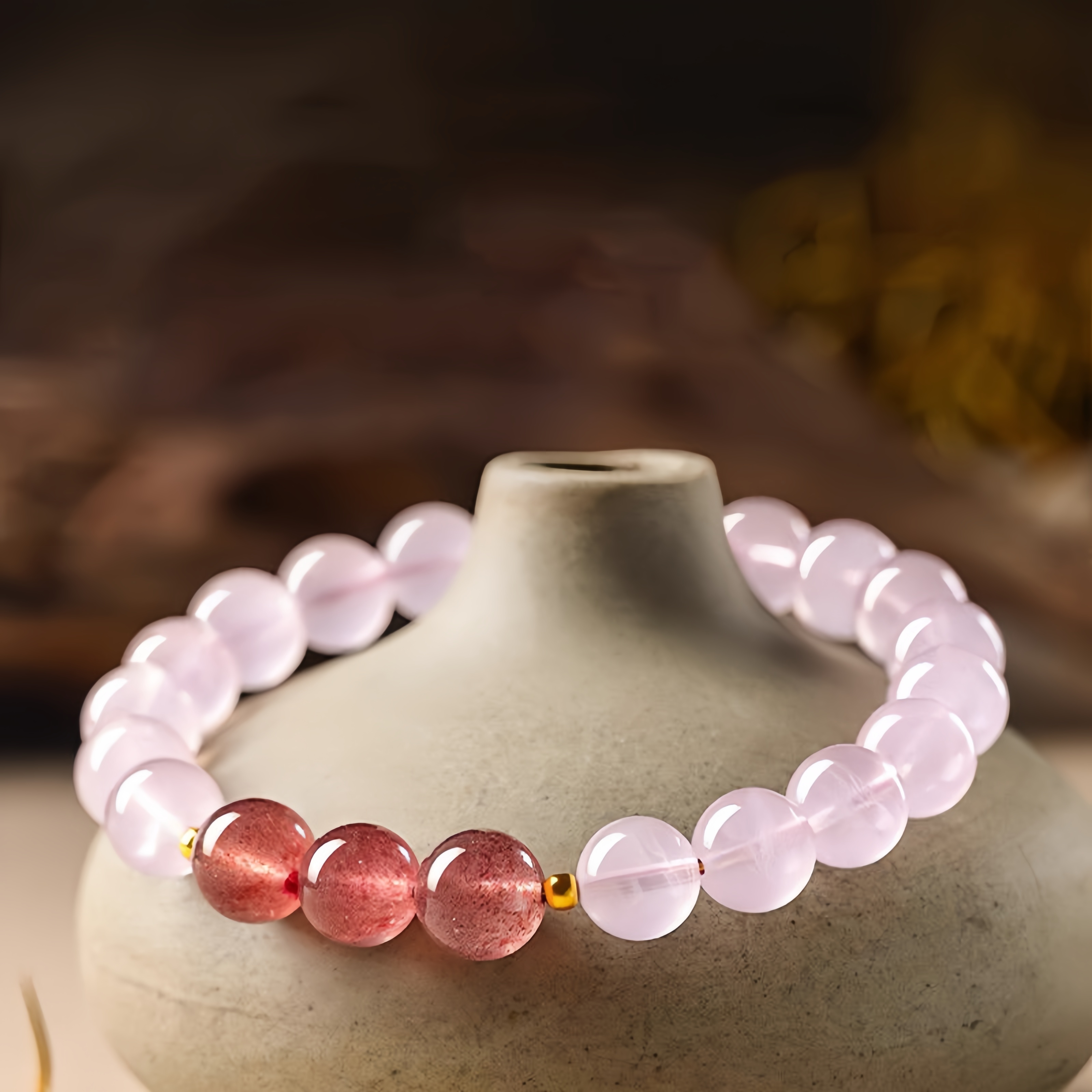Pink Quartz & Strawberry Quartz Bracelet - Love Energy Jewelry for Women