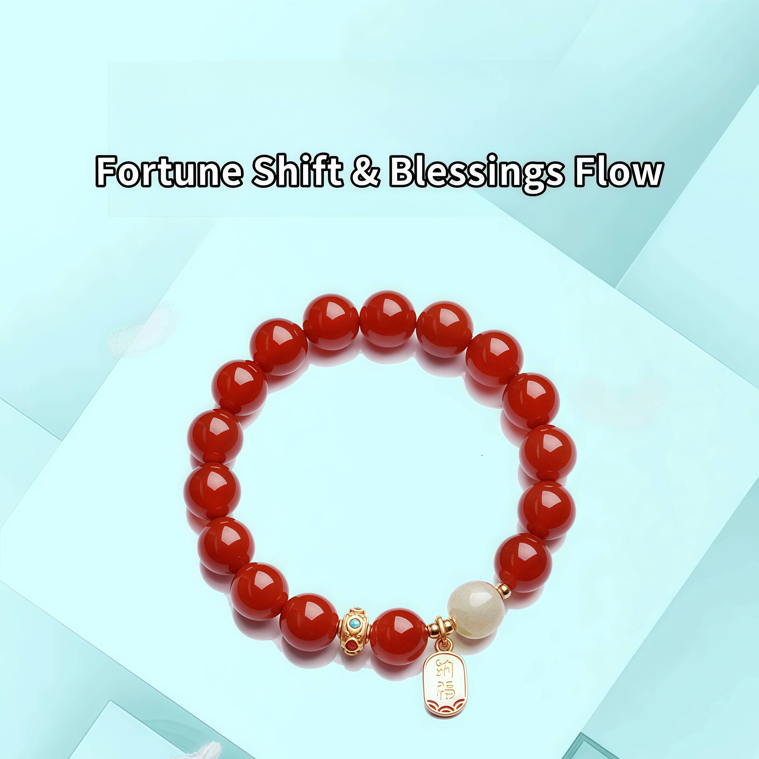 Red Agate & Hetian Jade Beaded Bracelet