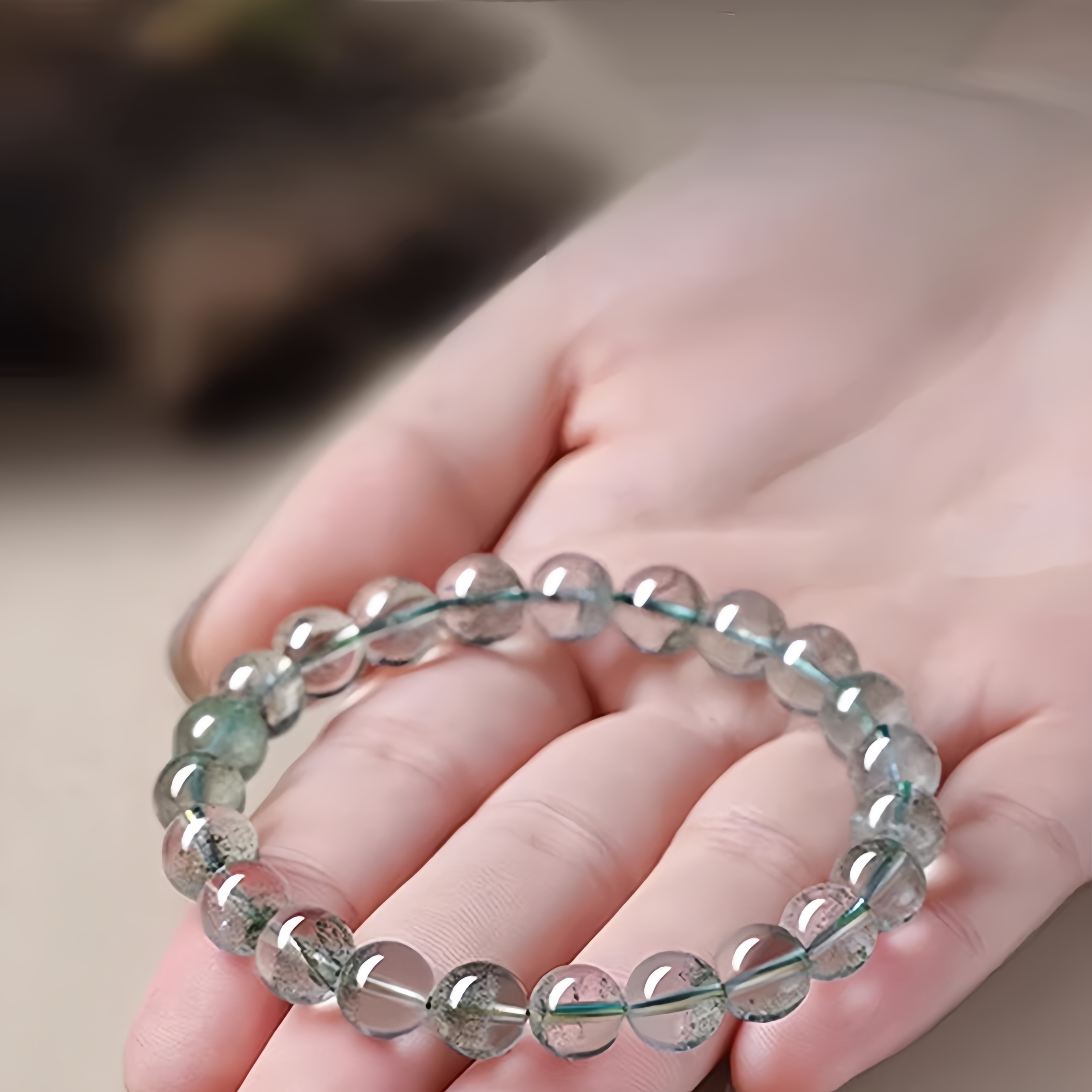 Natural Green Phantom Quartz Bracelet - Wealth & Energy