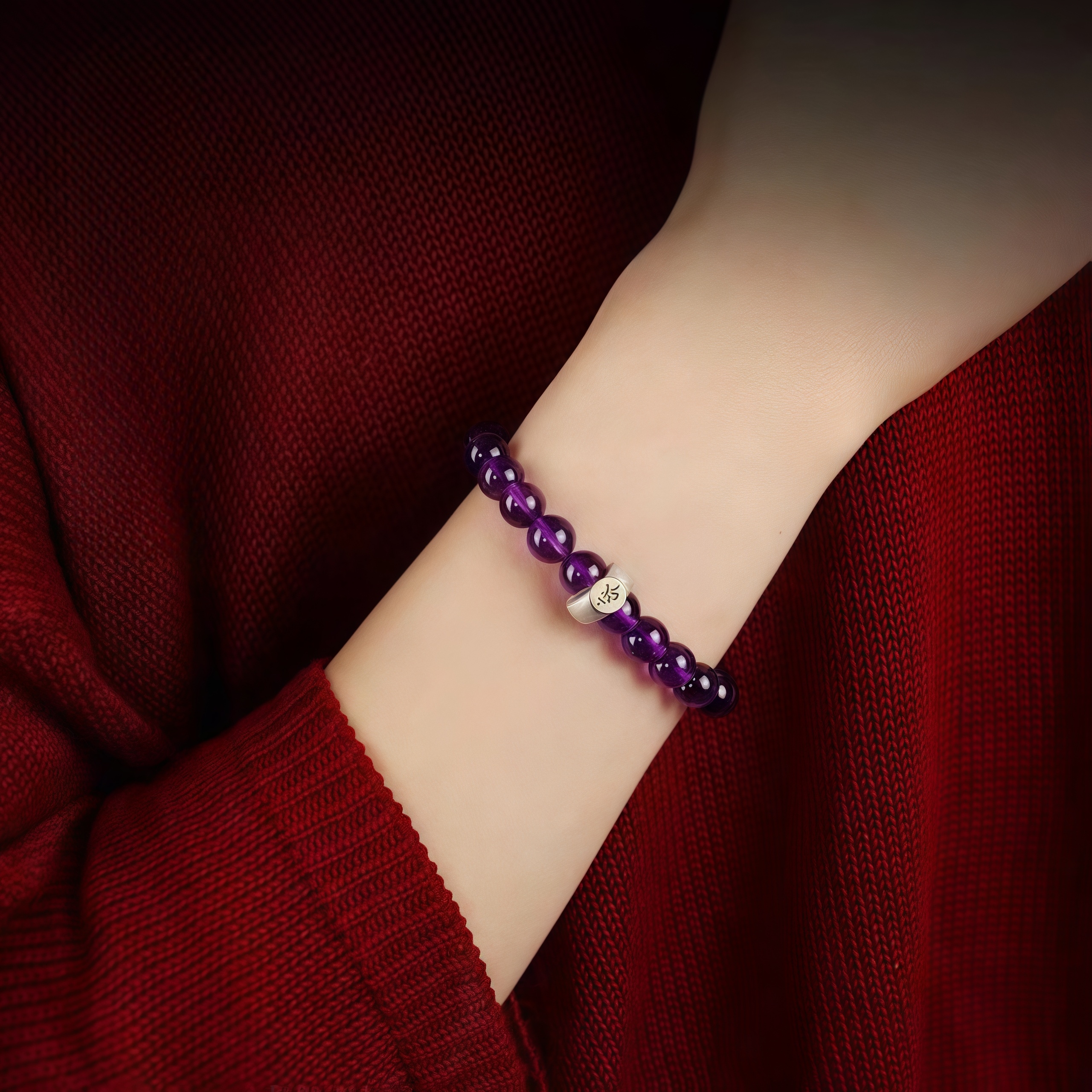 Amethyst Nine Purple Fire Zodiac Guardian Buddha Bracelet